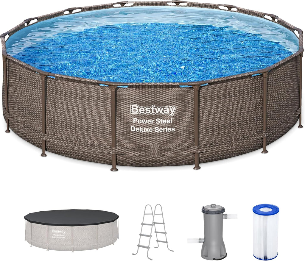 Power Steel Round Above Ground Outdoor Backyard Swimming Pool Set 1,000 GPH Filter Pump wourant