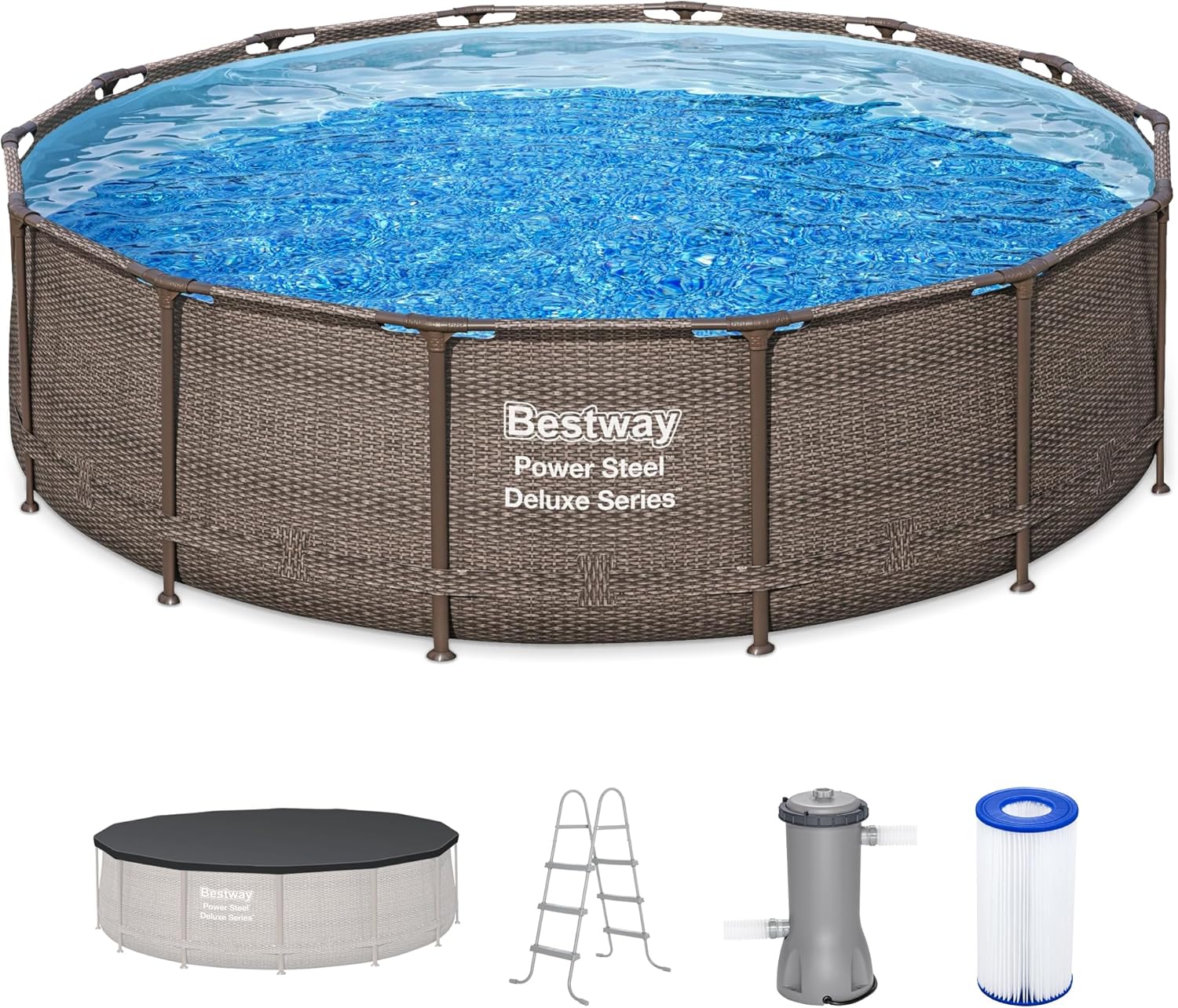 Power Steel Round Above Ground Outdoor Backyard Swimming Pool Set 1,000 GPH Filter Pump wourant