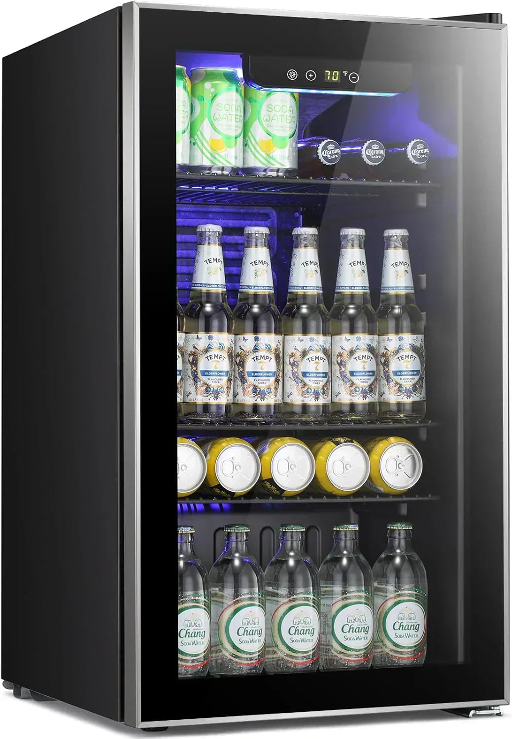 Antarctic Star Beverage Refrigerator Cooler 68 Can Mini Fridge with Glass Door for Beer Drinks Wine wourant