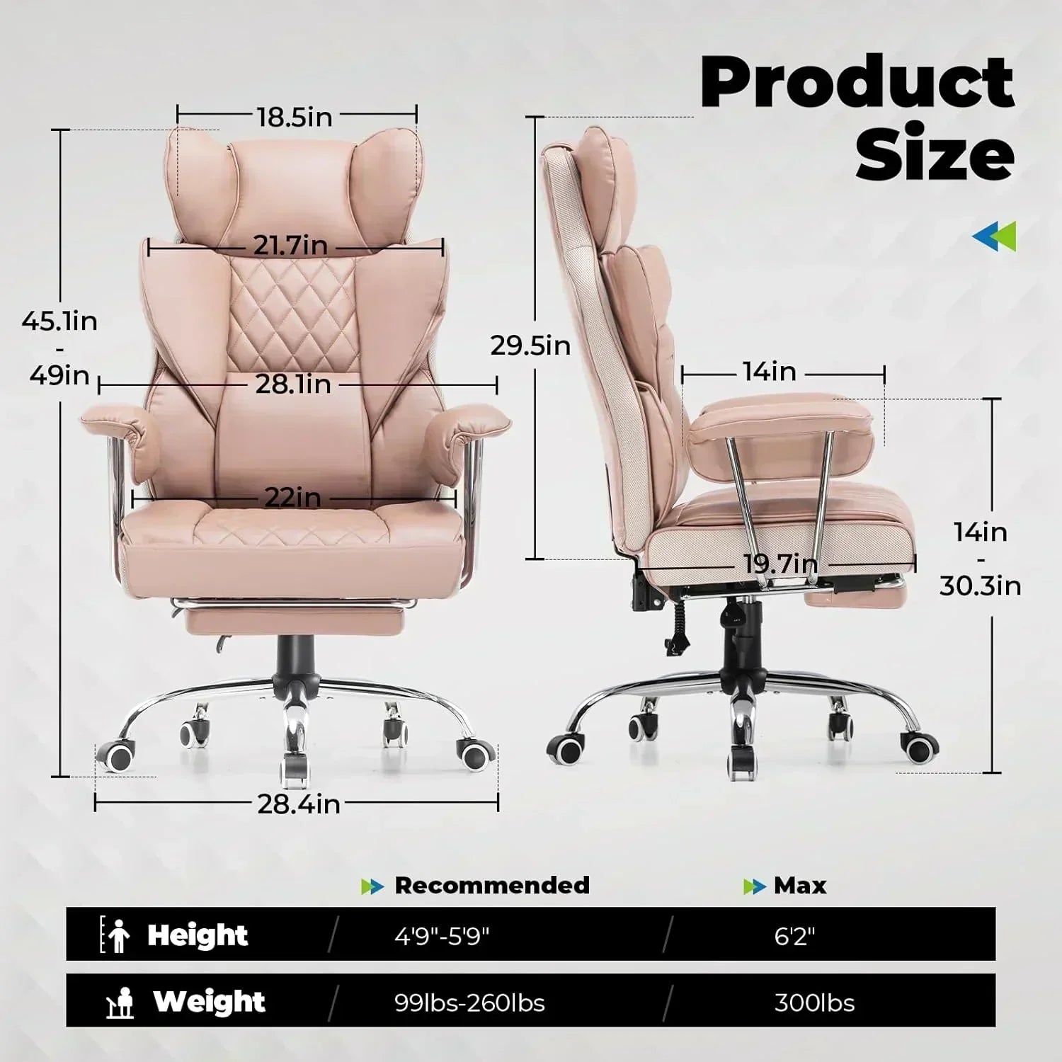 Large high back office chair high back leather gaming chair with footrest wourant