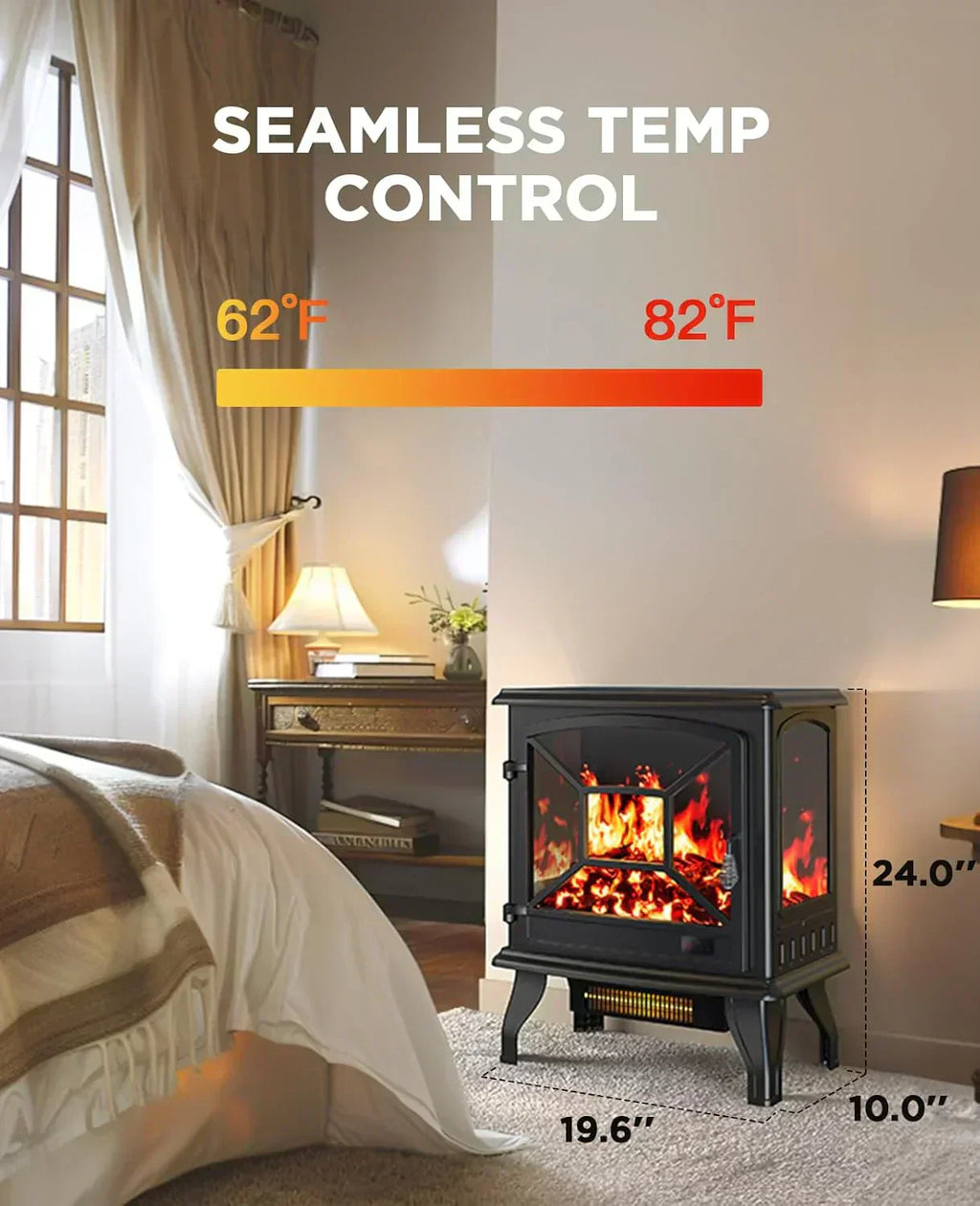 50" Smart Electric Fireplace 5300 BTU Heat Output Wall-Mount Built-In Electric Fireplace wourant