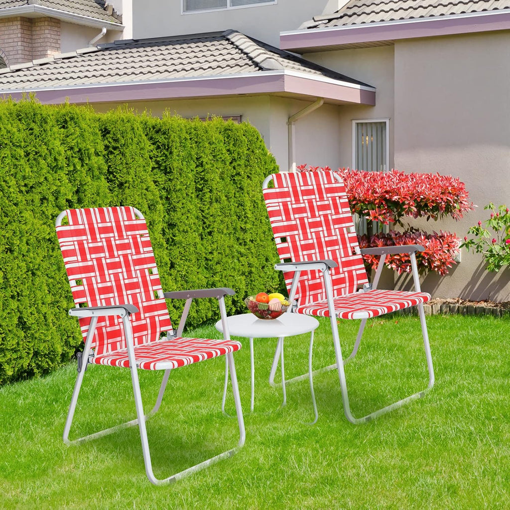 VINGLI Patio Lawn Webbed Folding Chairs Set of 2 Outdoor Beach Portable Lawn Chair wourant