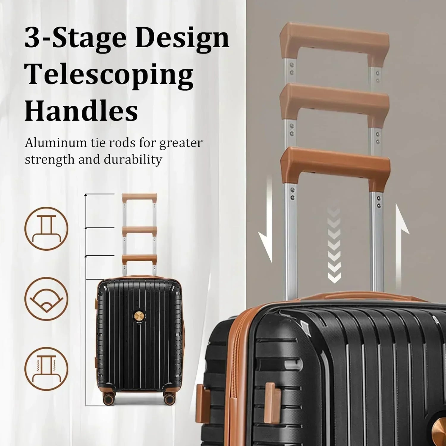 5-piece PP hardshell lightweight travel carry-on luggage set with dual spinner wheels wourant