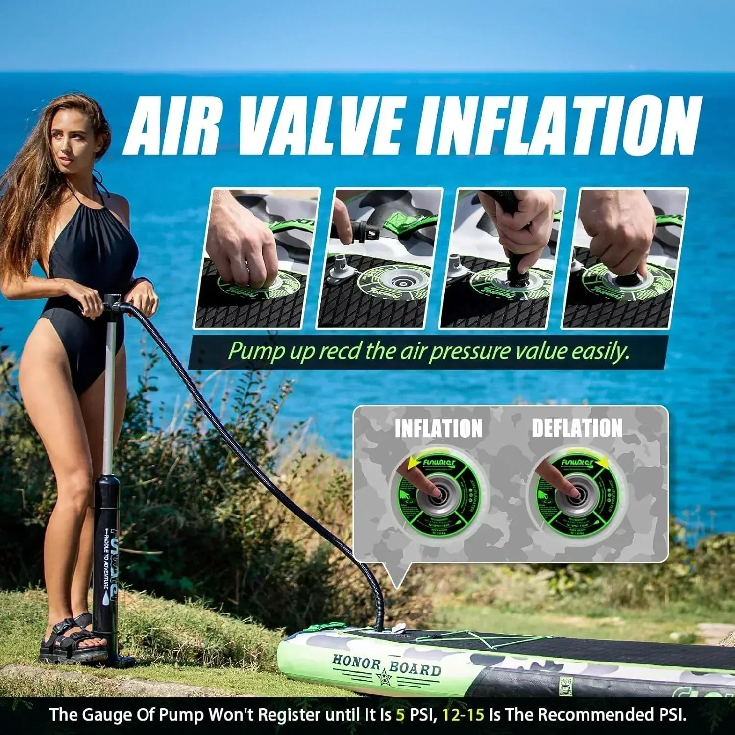 FunWater Inflatable Stand Up Paddle Board Premium SUP Paddle Accessories EVA Deck wourant