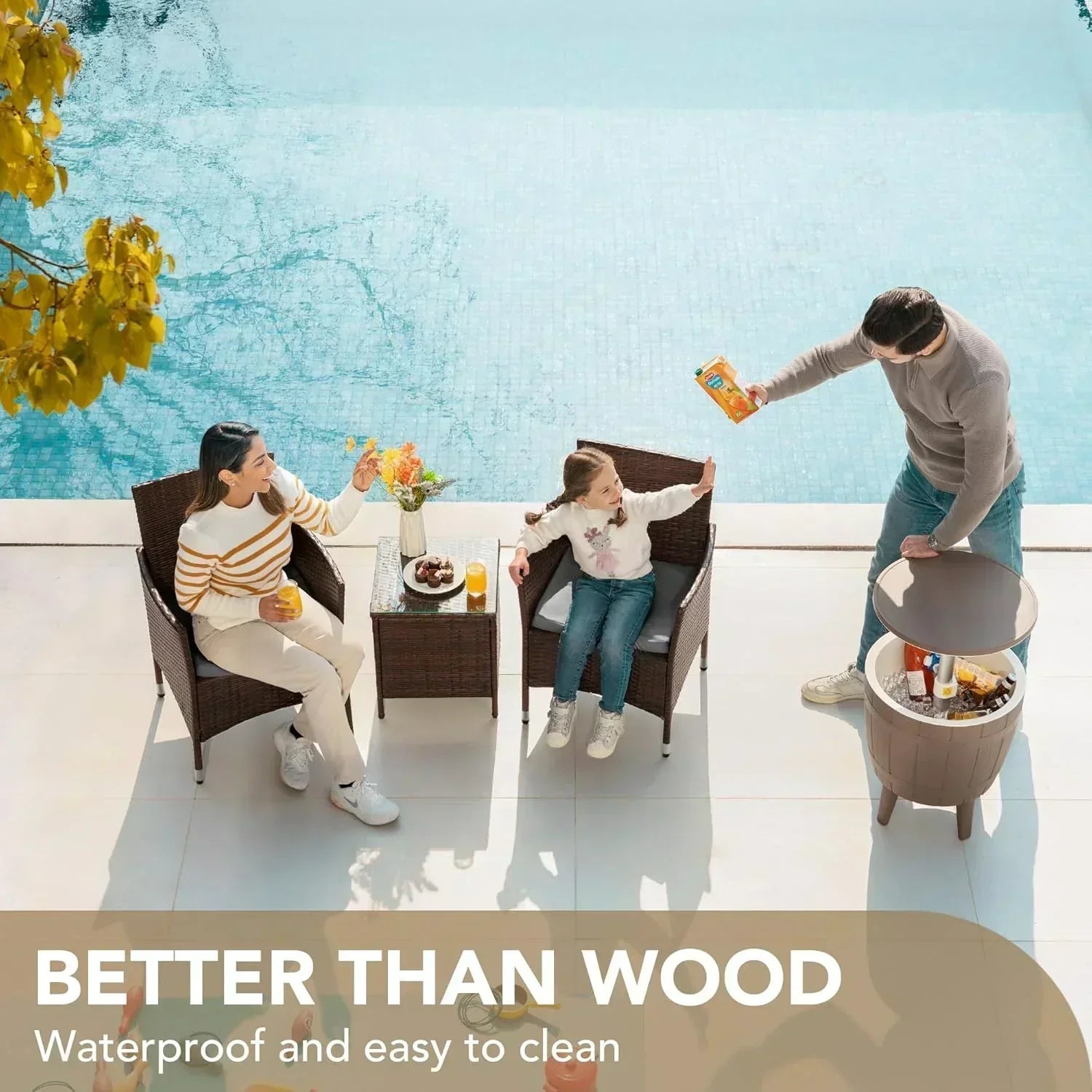 Devoko Patio Porch Furniture Sets 3 Pieces PE Rattan Wicker Chairs Outdoor Garden Furniture Sets wourant