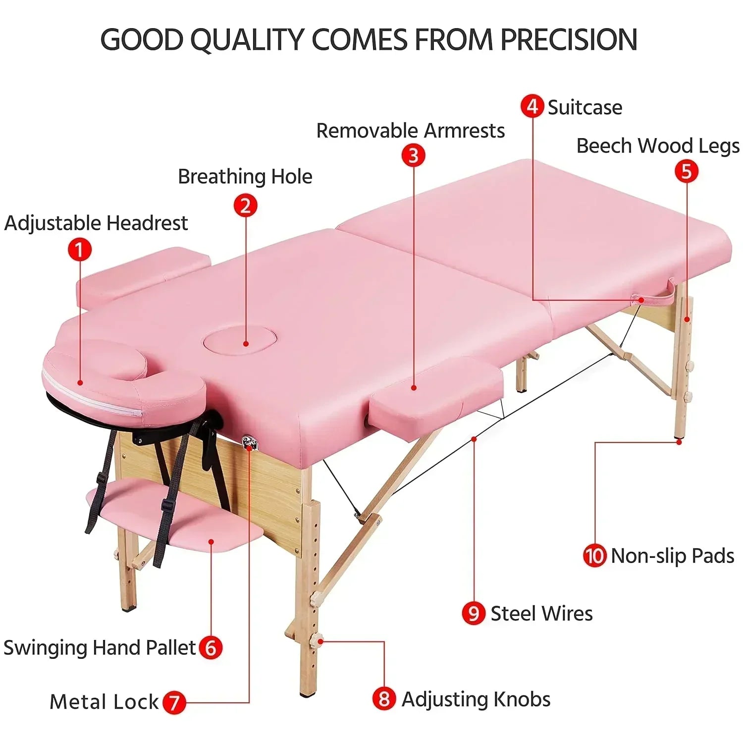 Yaheetech Massage Table Portable Lash Beds Spa Bed Massage Couch Foldable Spa Tables wourant