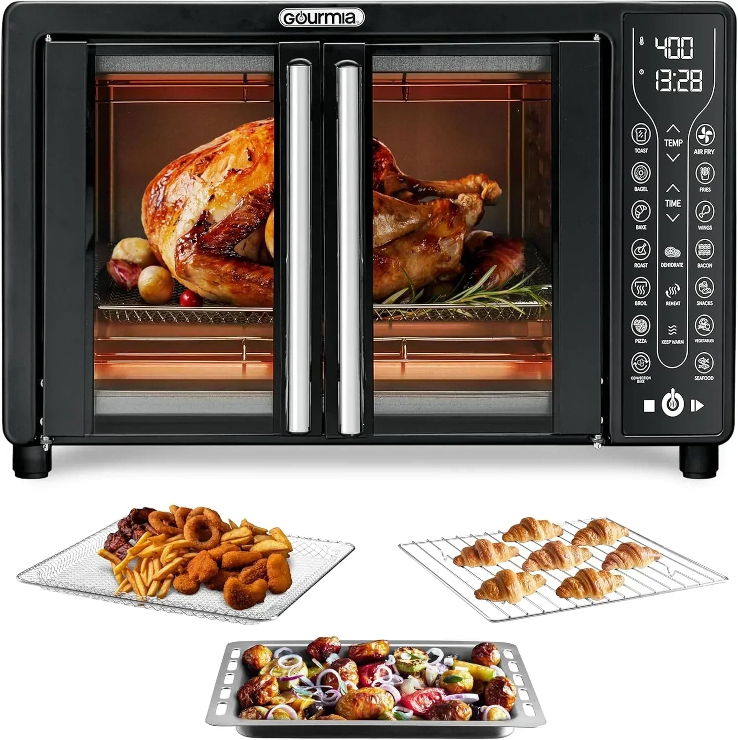Gourmia Oven Air Fryer Combo with 17 Cooking Presets 24L Capacity Convection Rack wourant