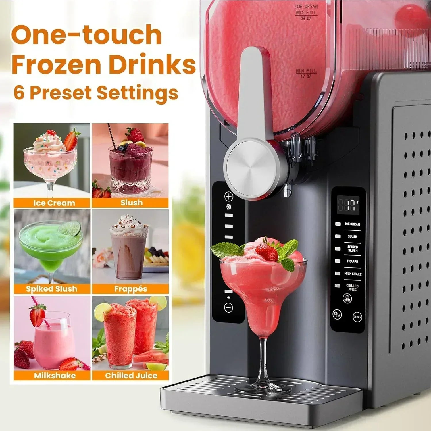Slushie Machine Professional Frozen Drink Maker No Ice Needed Slushie Machine with LED Display wourant