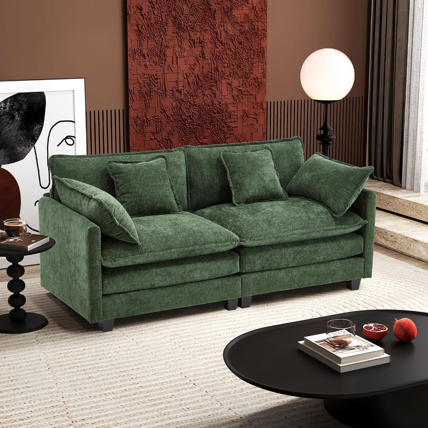 111.4 Inch L Shaped Modern Sofa Modular Cloud Sofa with Ottoman 4 Seater Chenille Deep Seat Sofa wourant