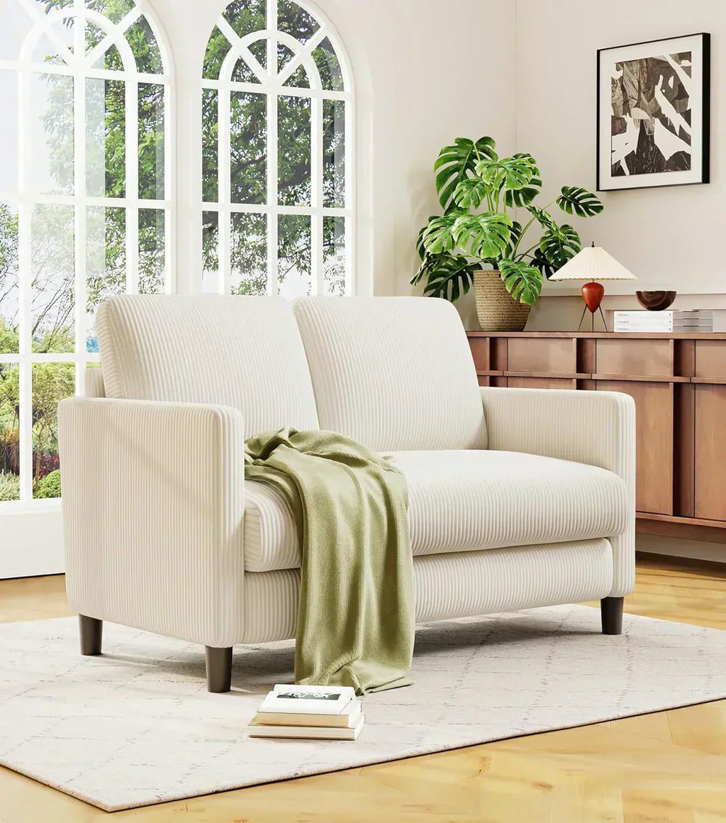 Loveseat Sofa 51" Love Seat Comfy Corduroy Small Loveseat Tool-Free Setup Couch wourant