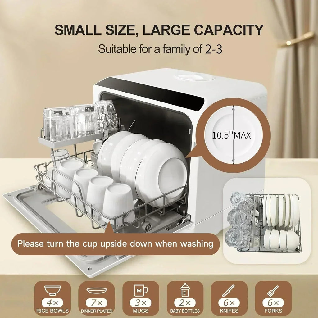 Mini countertop dishwasher Compact dishwasher Double spray arms Portable countertop dishwasher wourant