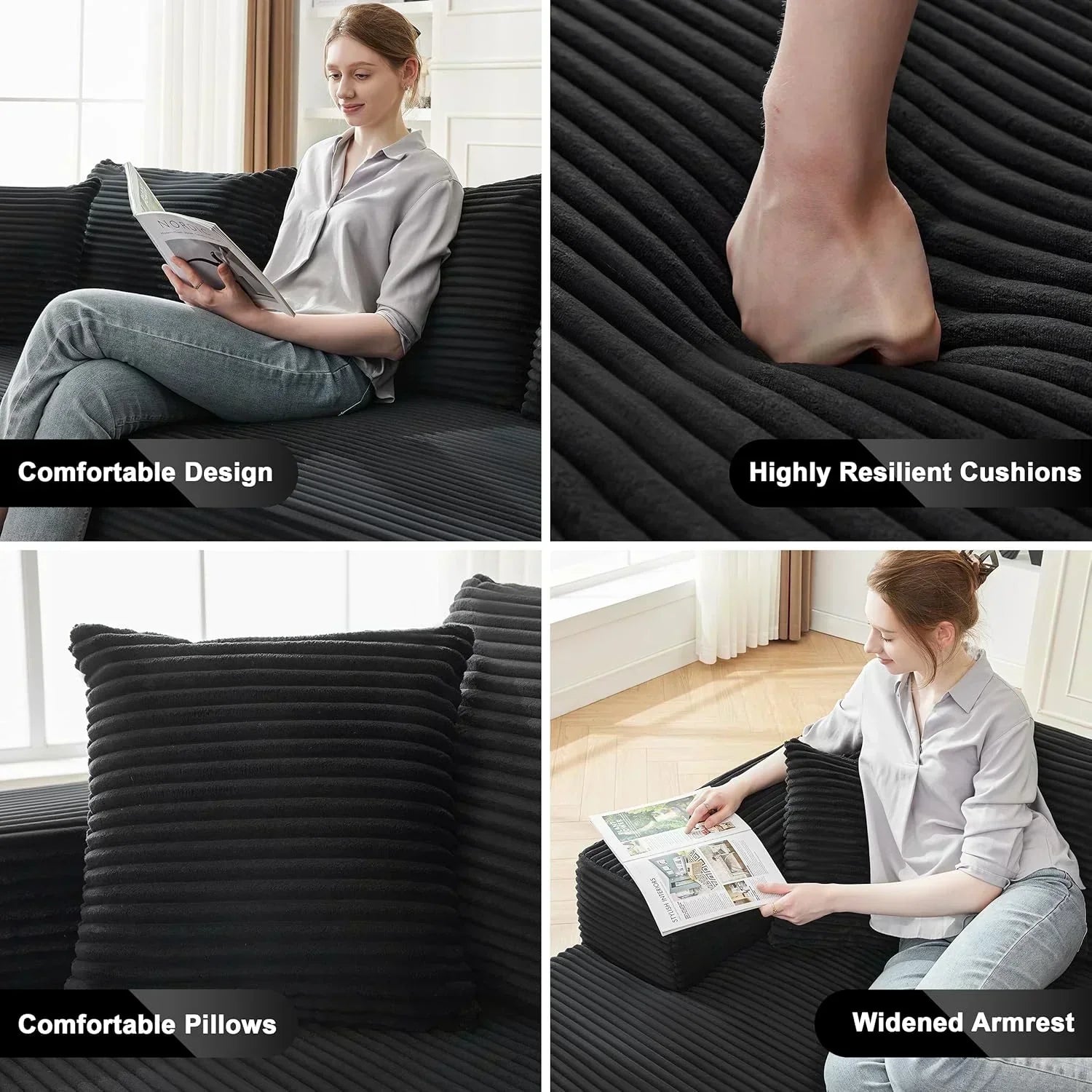 110-inch cloud sofa boneless sofa in the living room modular sofa with deep seats wourant