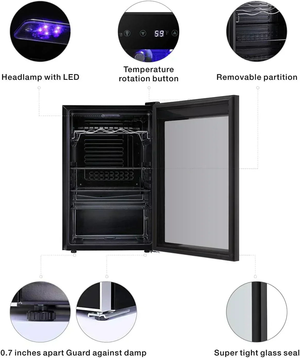 Antarctic Star 26 Bottle 130 Can Wine Cooler/Cabinet Beverage Refrigerator Cellar Beer Clear Glass wourant