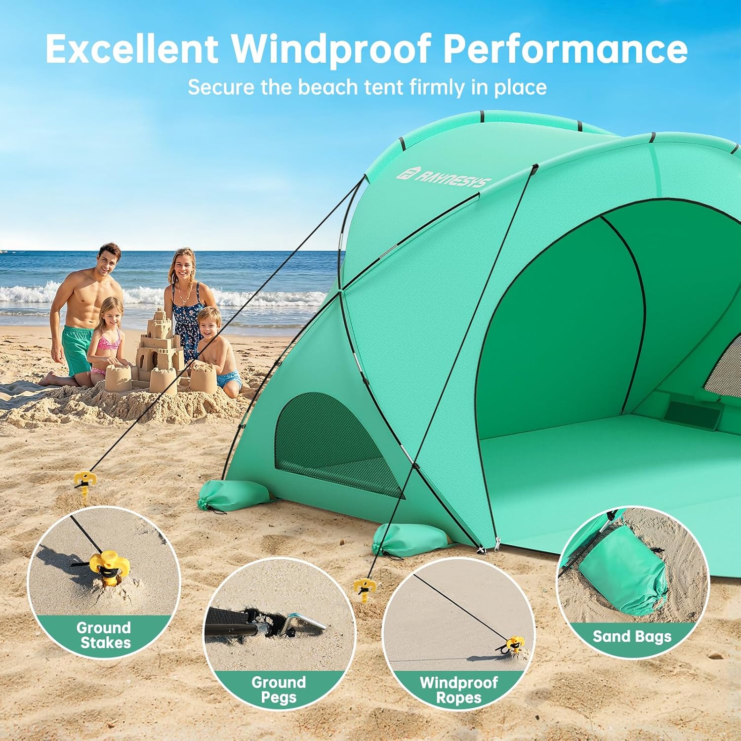 Beach Tent Sun Shelter Beach Shade Tent with UPF50+ UV Protection Beach Sun Shelter Beach Shade wourant