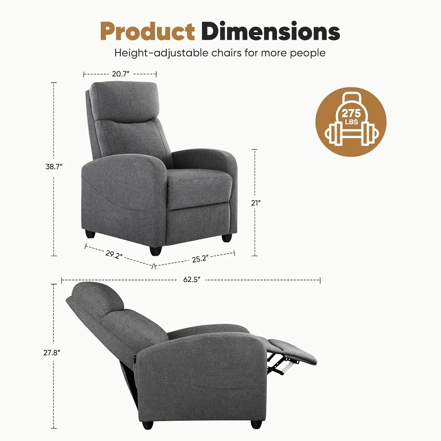 Adult recliner living room massage recliner adjustable home theater chair single sofa wourant