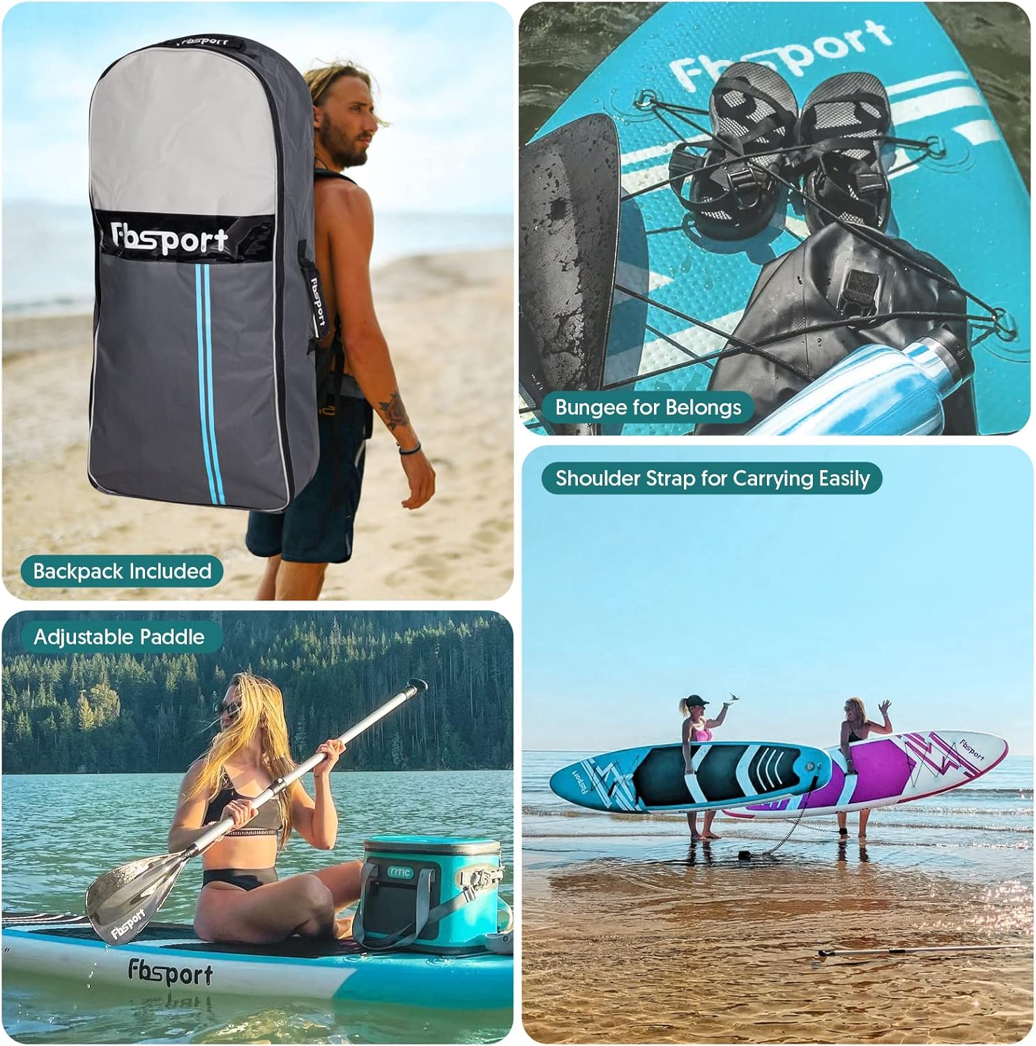 FBSPORT 11' Premium Stand Up Paddle Board Yoga Board with Durable SUP Accessories Carry Bag wourant