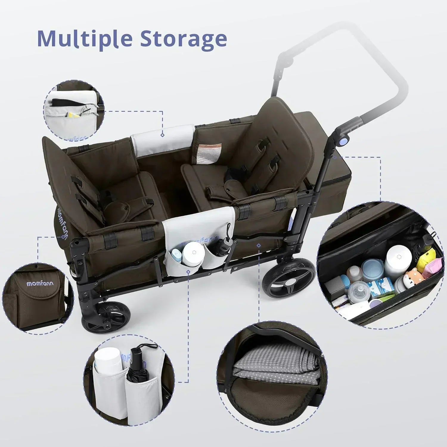 Stroller Wagon for Kids Wagon Stroller Toddlers 2 Seaters All-Terrain Baby Wagon Outdoor wourant