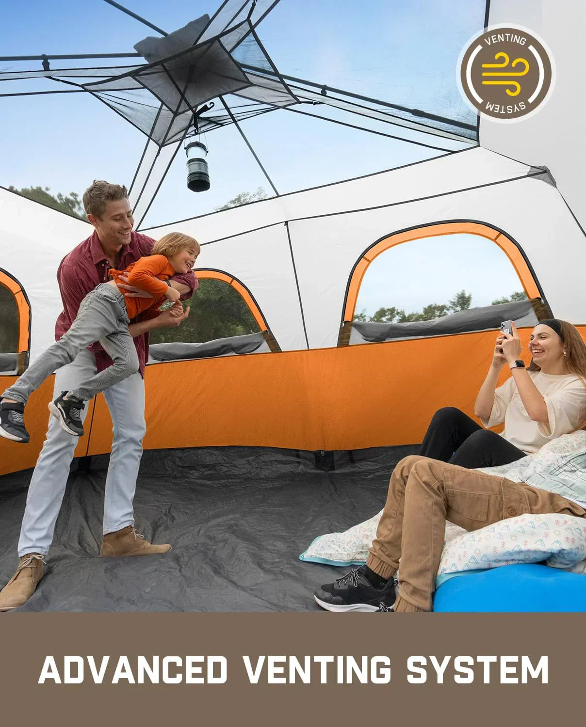 Portable camping tent for 4/6/8/10 people with instant cabin and rainproof and windproof wourant