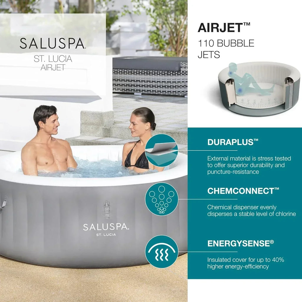 Bestway SaluSpa Miami EnergySense AirJet Inflatable Hot Tub Spa 71" x 26" Portable Hot Tub wourant