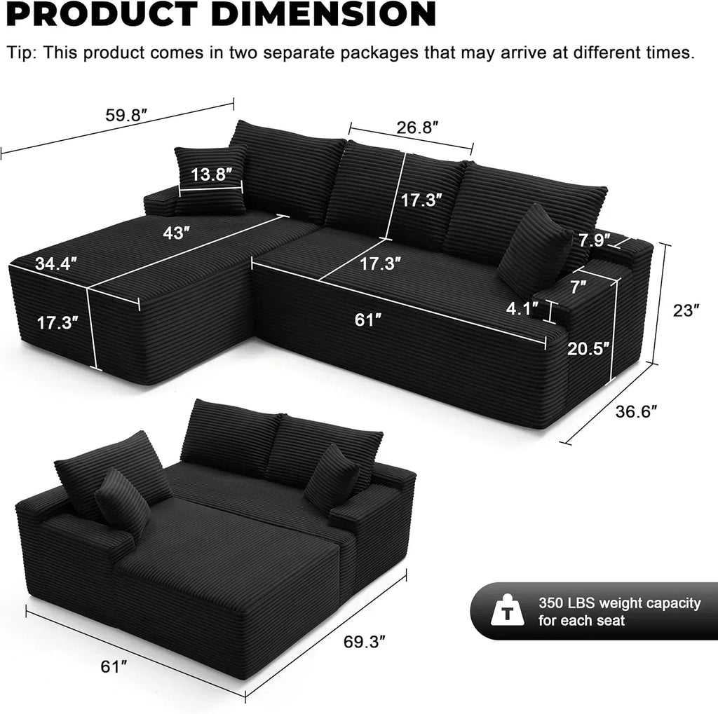 110-inch cloud sofa boneless sofa in the living room modular sofa with deep seats wourant