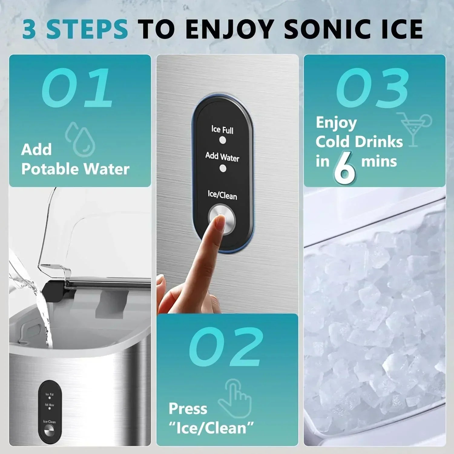 EUHOMY Nugget Ice Maker Countertop with Handle Ready 34lbs Per Day Removable Top Cover wourant