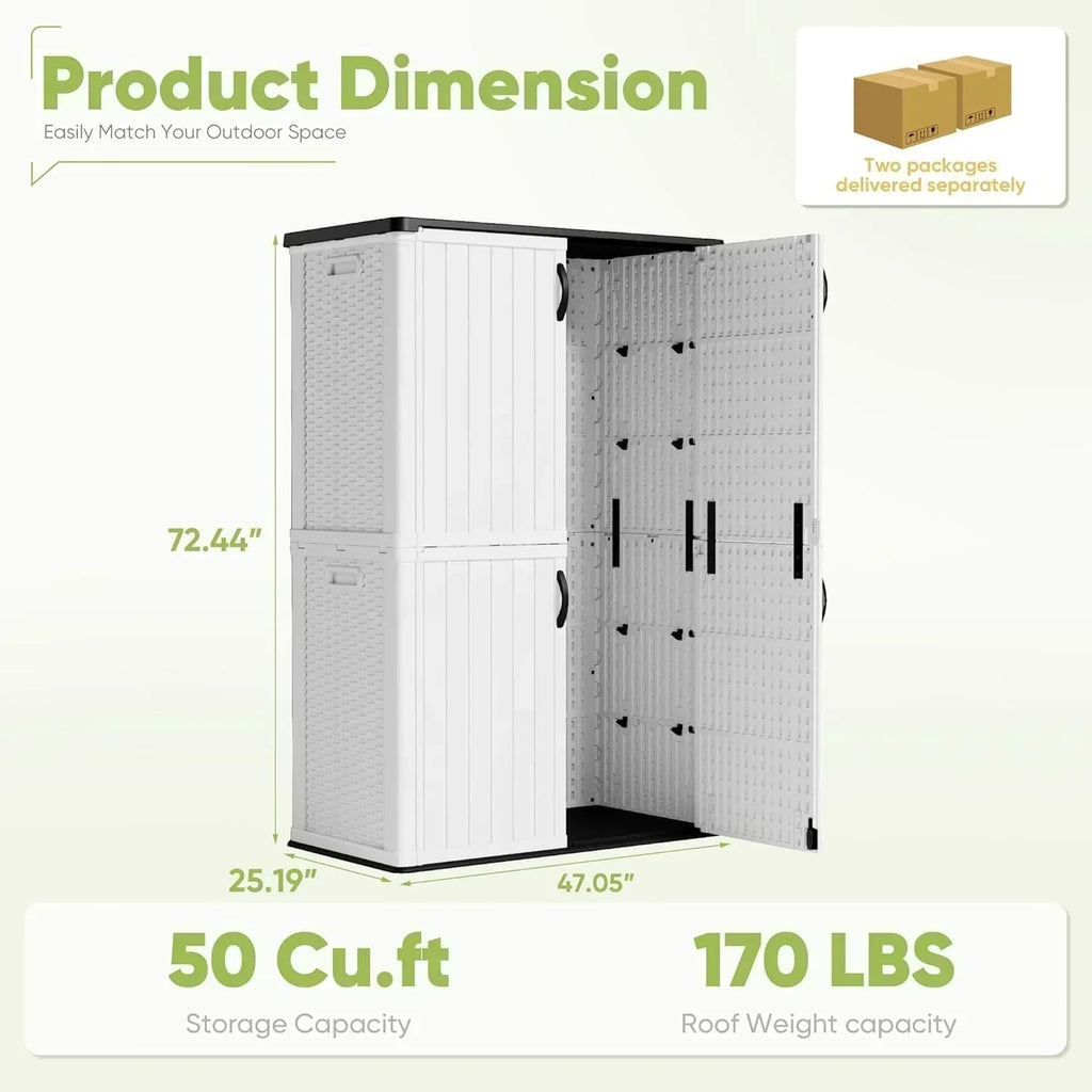 Devoko Outdoor Storage Cabinet 26 Cu Ft with Lockable Doors Horizontal Storage Shed Waterproof wourant