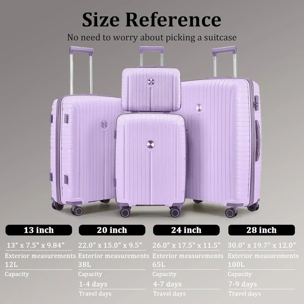 5-piece PP hardshell lightweight travel carry-on luggage set with dual spinner wheels wourant