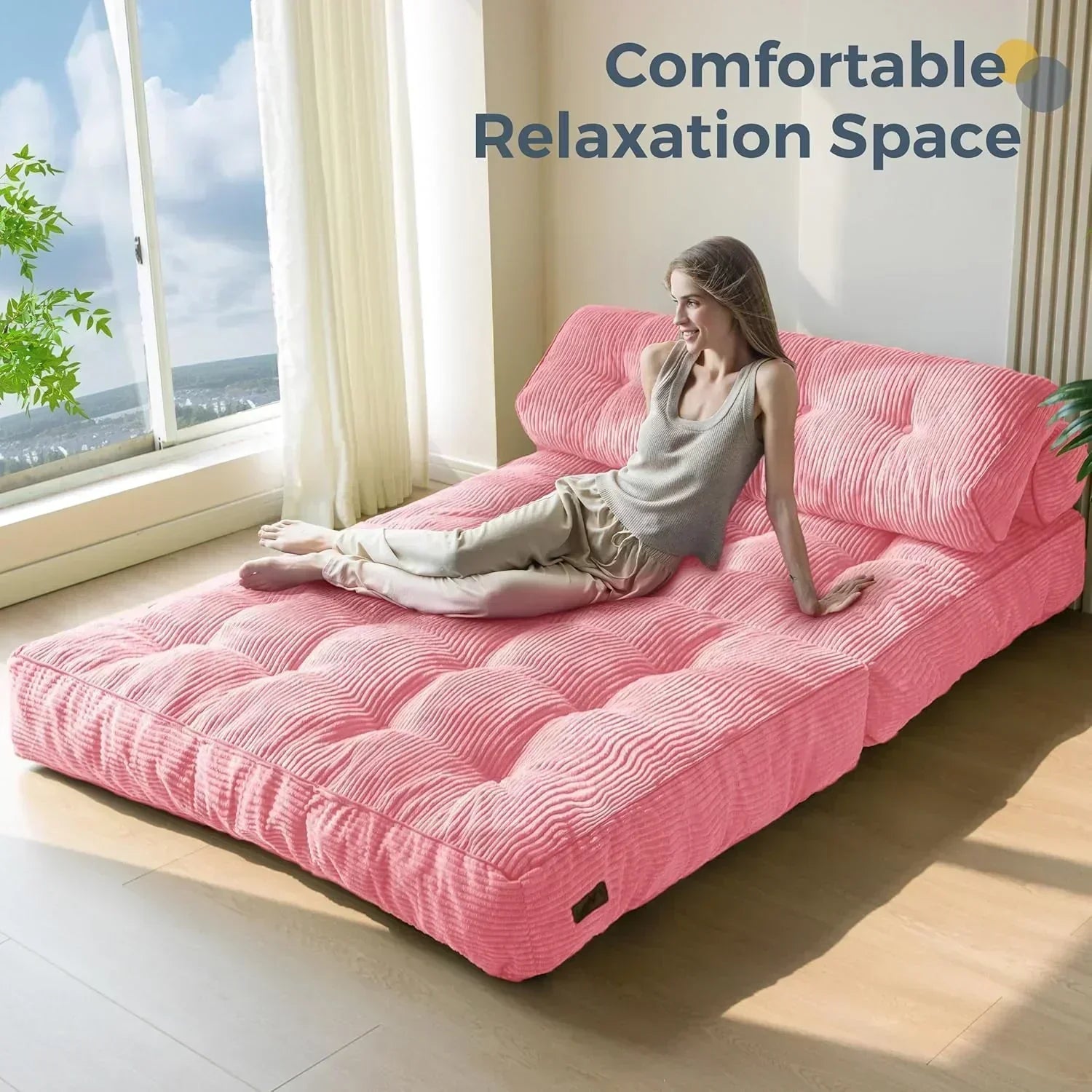 MAXYOYO Folding Sofa Bed Convertible Sleeper Chair with Pillow Foldable Mattress with Back Support wourant