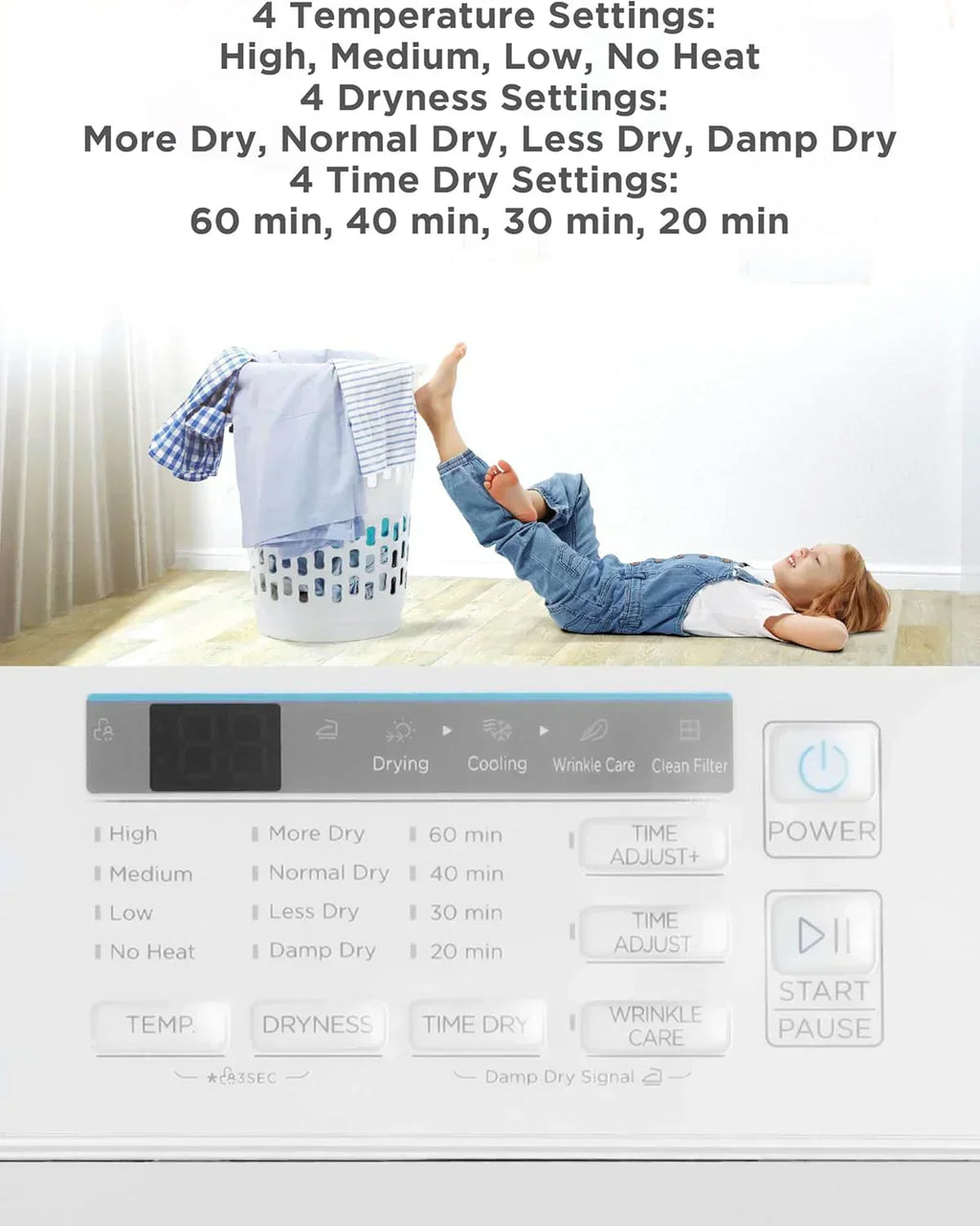 Compact Clothes Dryer 1.5 Cu. Ft. 850W Electric Dryer 120V Vented Dryer Stainless Steel Drum wourant