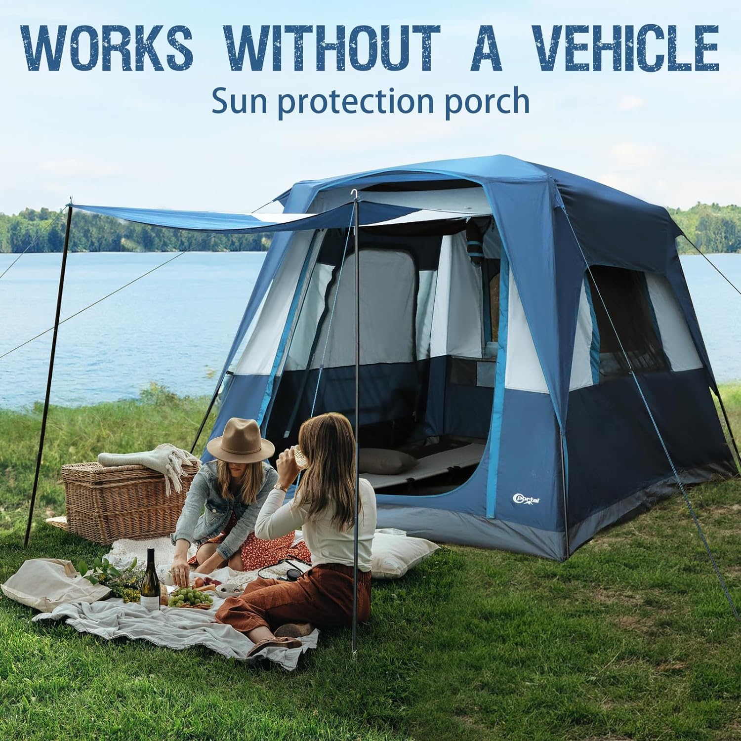 Portal 5-Person SUV Tent with Porch 2-in-1 Car Camping Tent Water-Resistant Windproof Trunk Tent wourant