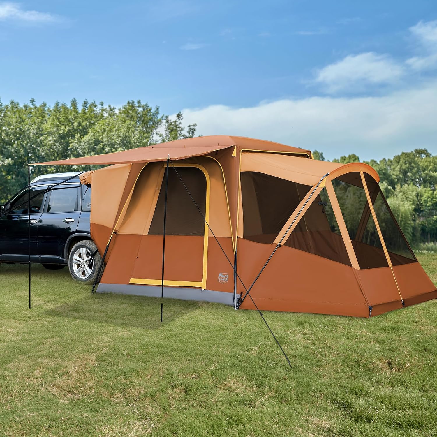 TIMBER RIDGE 5-9 Person SUV Tent with Screen Porch and Awning for Family Camping Weather Resistant wourant
