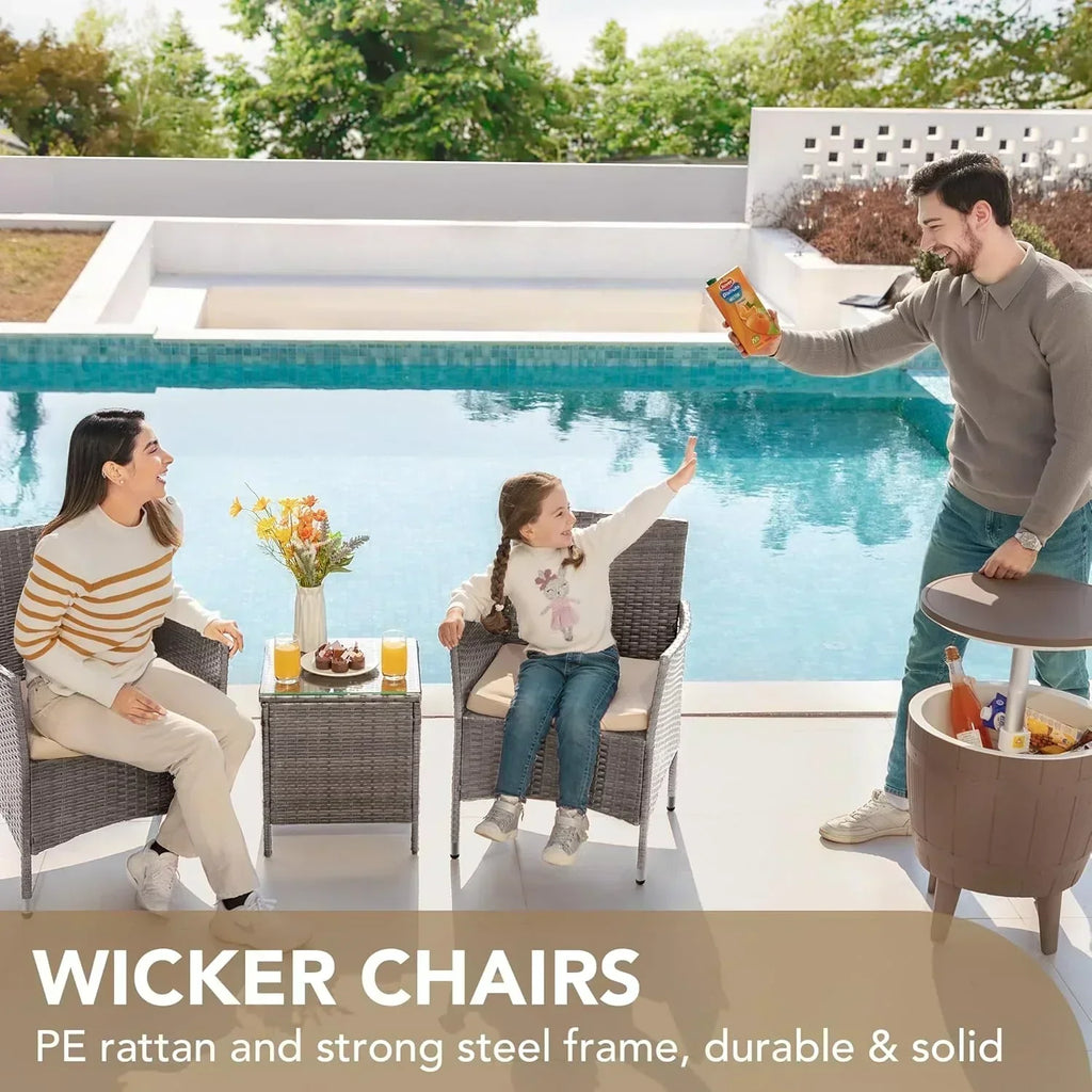 Devoko Patio Porch Furniture Sets 3 Pieces PE Rattan Wicker Chairs Outdoor Garden Furniture Sets wourant