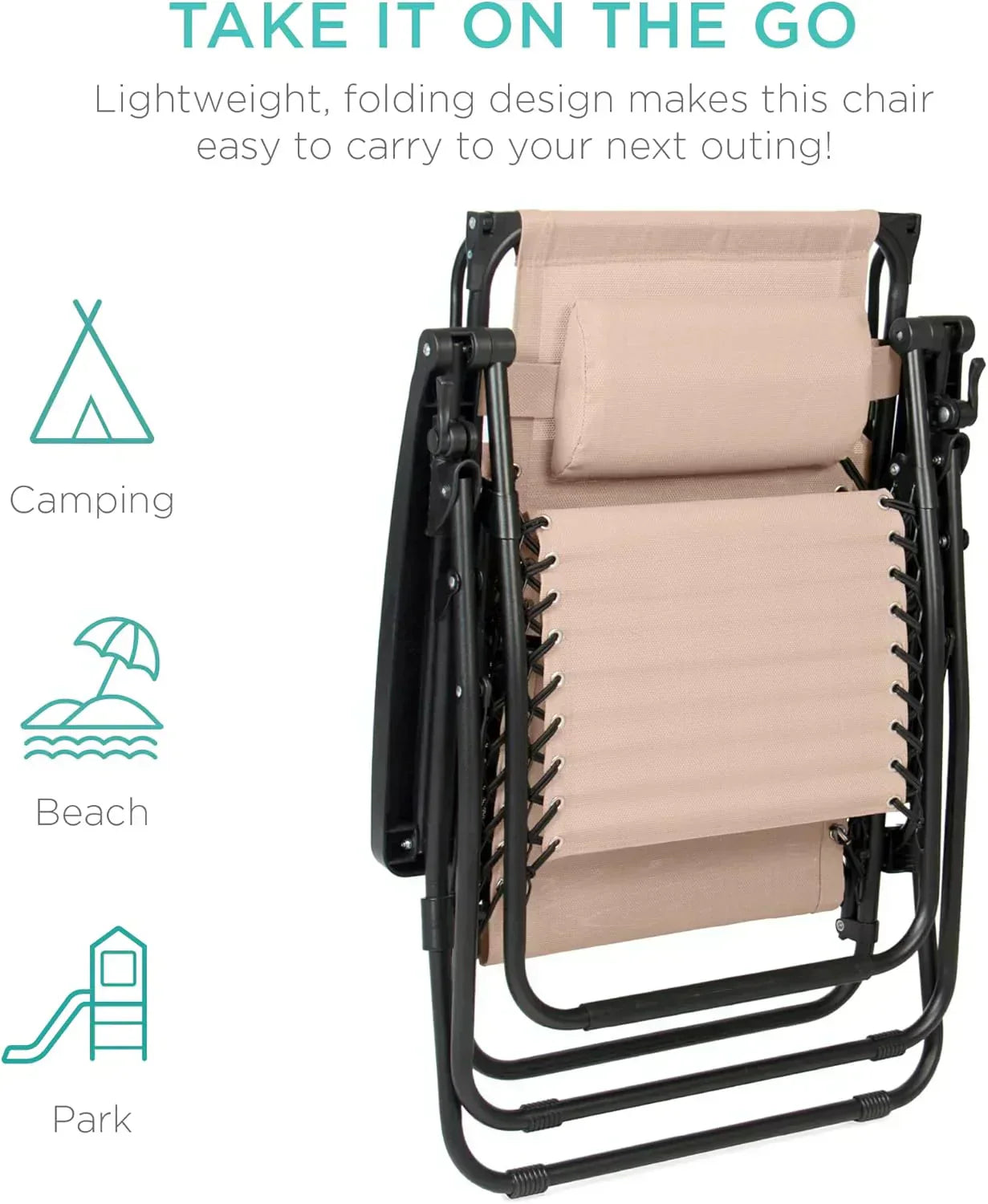Best Choice Products Folding Zero Gravity Recliner Patio Lounge Chair Adjustable Canopy Shade wourant