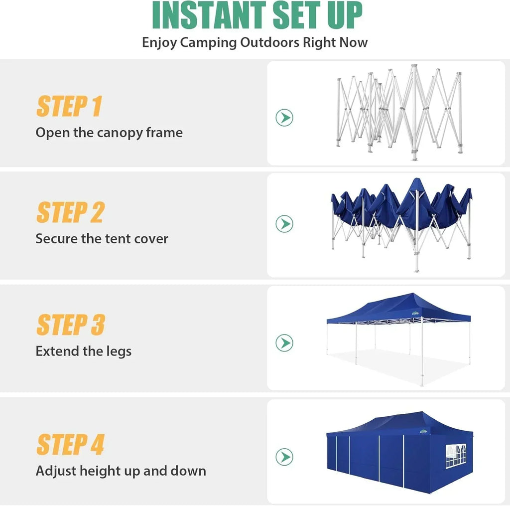 COBIZI 10x20 Heavy Duty Pop up Canopy Tent 6 sidewalls Commercial Canopy Wedding Party Tents wourant