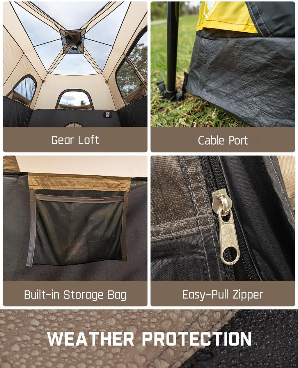 Portable camping tent for 4/6/8/10 people with instant cabin and rainproof and windproof wourant