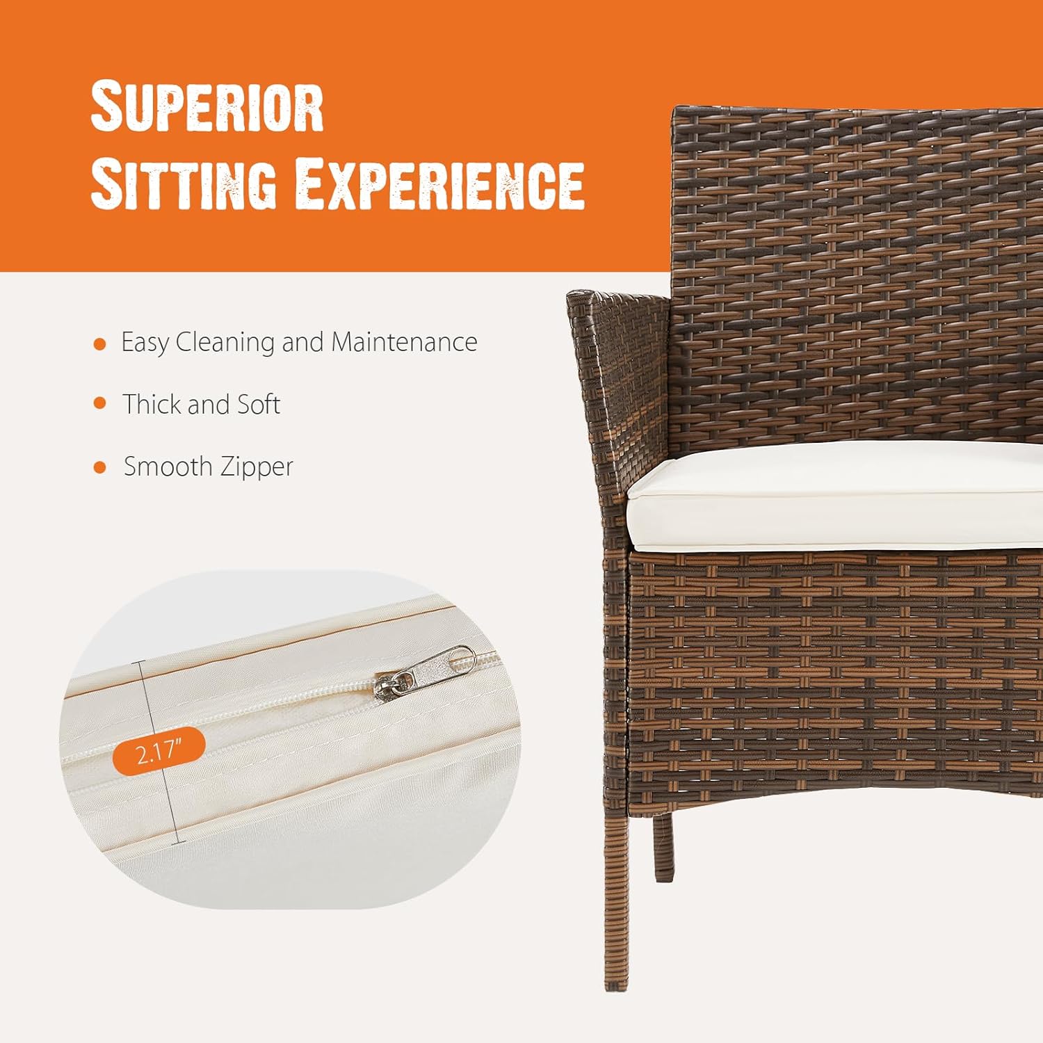 Sweetcripy Patio Furniture Set 3 Pieces Outdoor Furniture with Soft Cushion and Glass Table wourant