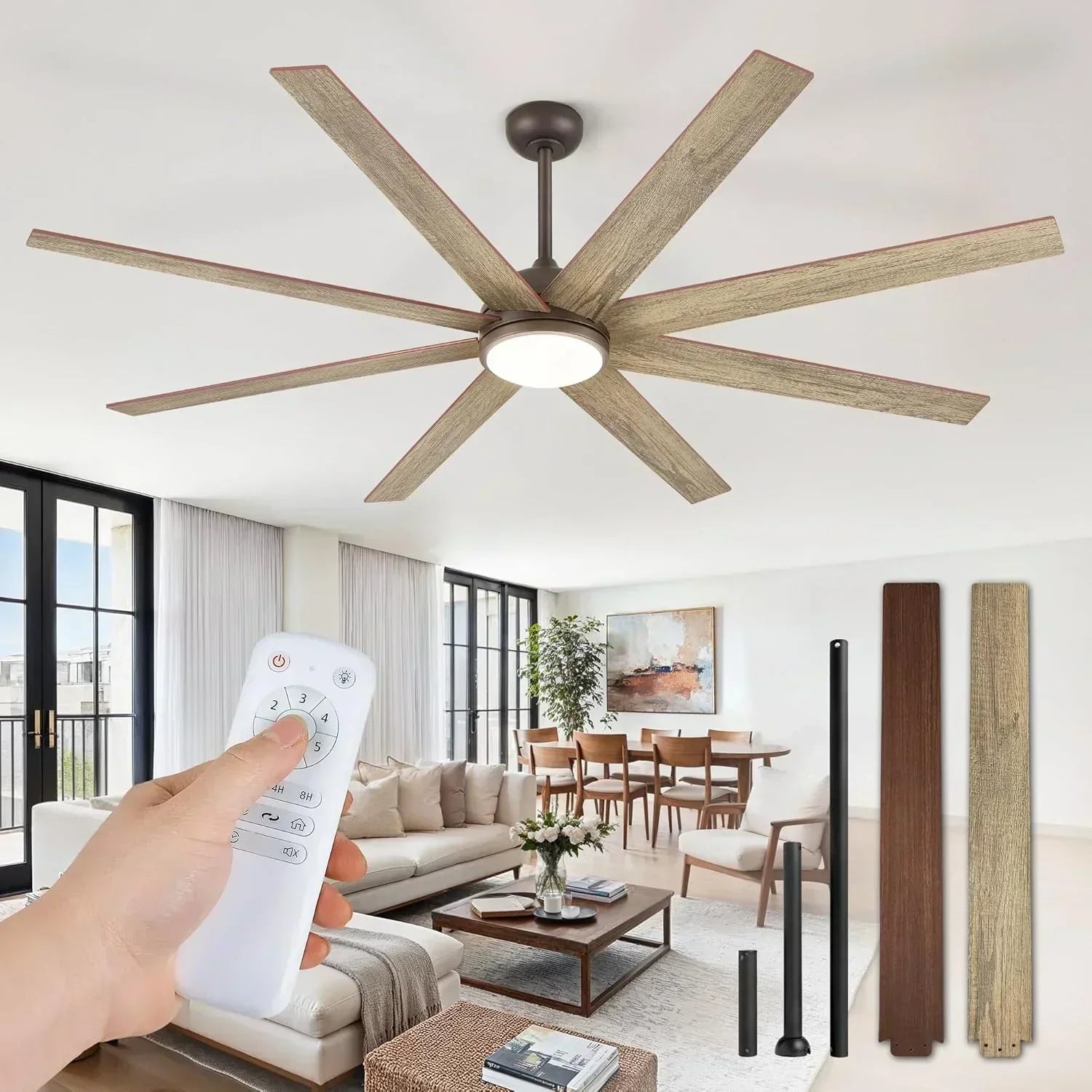 Ceiling Fan Indoor/Outdoor 8 Blades 65 inches wourant