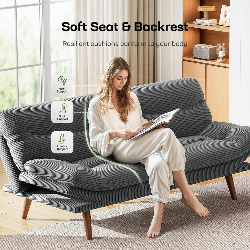 Futon Sofa Bed Futon Sofa Adjustable Back Armrests Converts to Small Sleeper Sofa Bed wourant