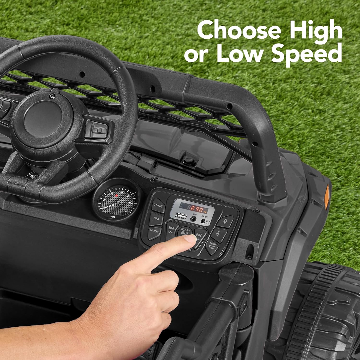 Children's black UTV electric children's car wourant