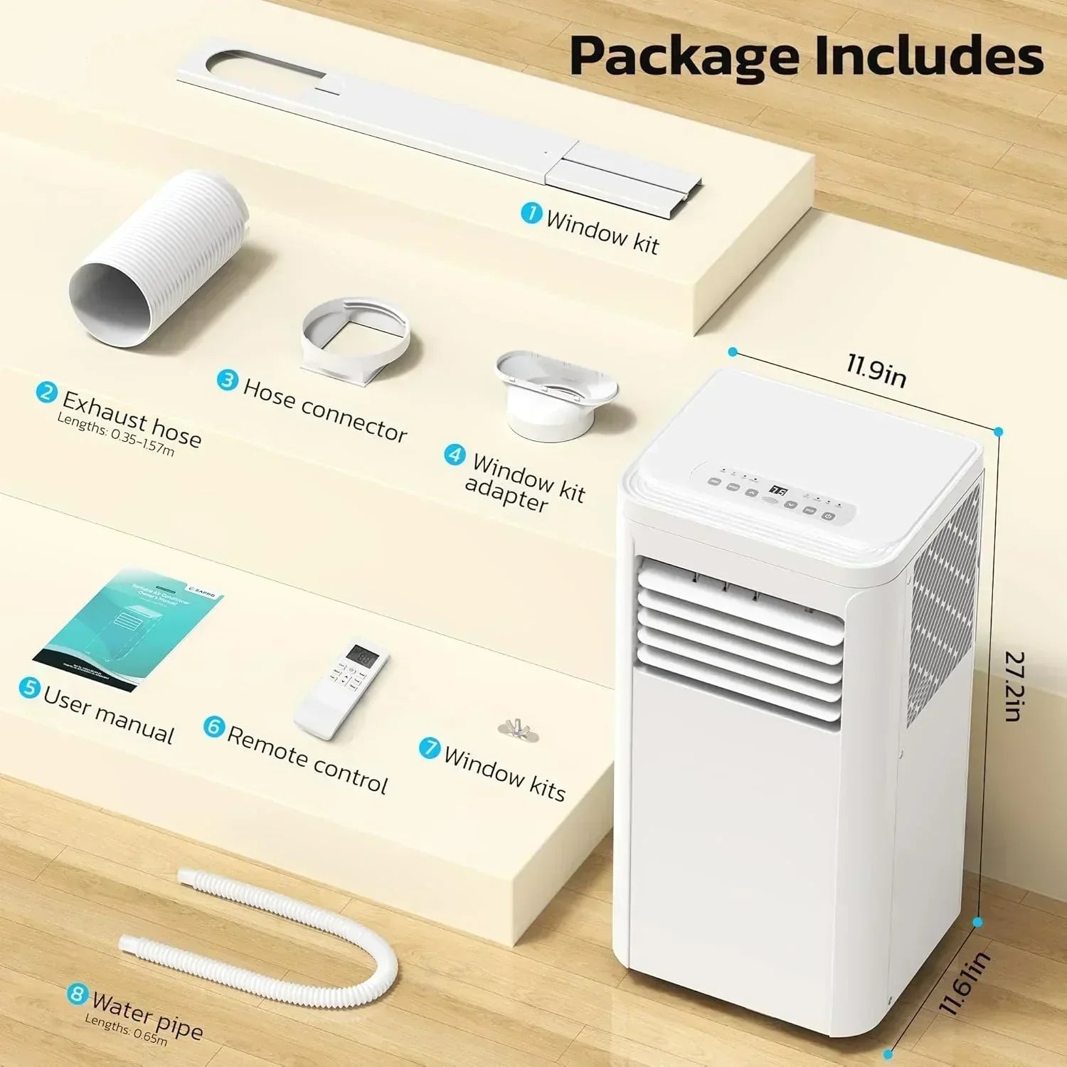 ZAFRO 8,000 BTU Portable Air Conditioners 4 Modes Portable AC Unit with Fast Cooling wourant