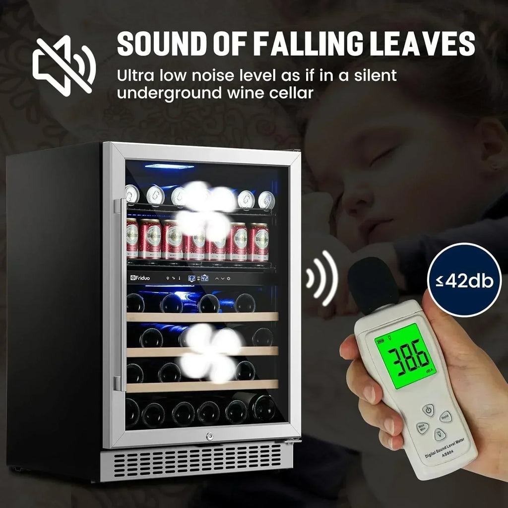24 inch Dual Zone Beverage Refrigerator 30 Bottles 82 Cans Wine Fridge Built-in or Freestanding wourant