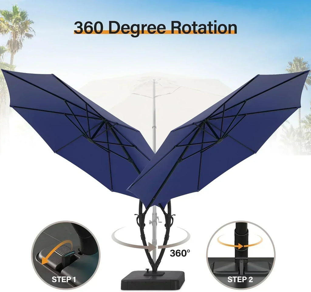 LAUSAINT HOME Outdoor Patio Umbrella with Base included 11 FT Deluxe Curvy Cantilever Umbrella wourant