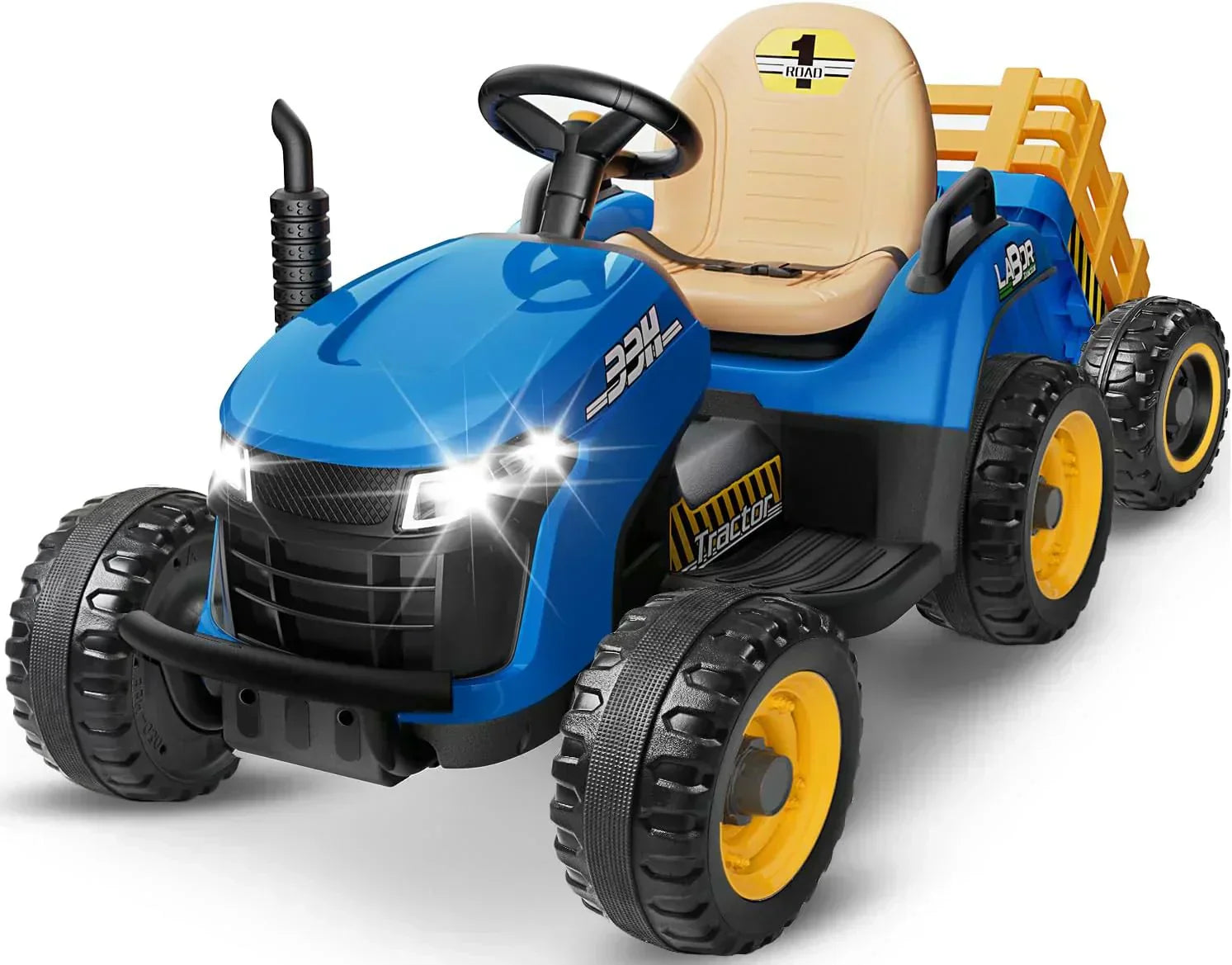 24V Ride On Tractor Tiltable Detachable Trailer 2x65W Motors EVA Tires Remote Control wourant