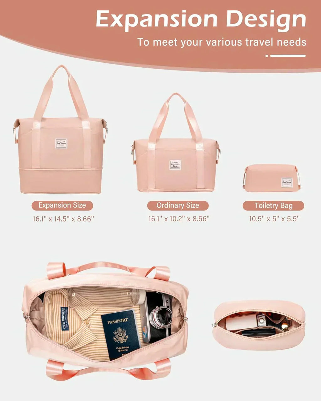 LONG VACATION 6 Piece Luggage Set Carry on Suitcase with ABS+PC hardshell Spinner Wheels wourant