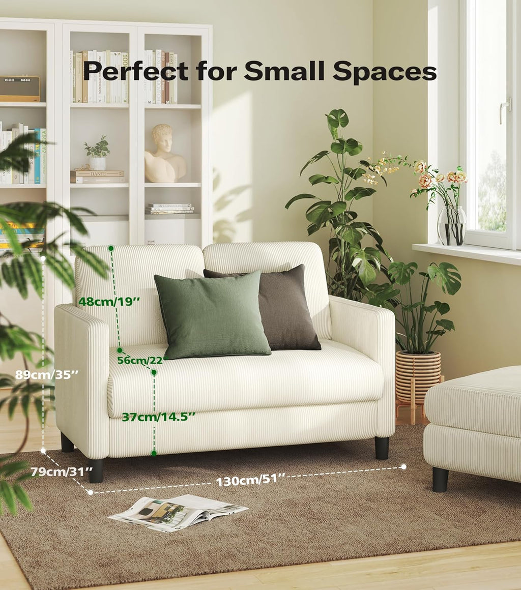 Loveseat Sofa 51" Love Seat Comfy Corduroy Small Loveseat Tool-Free Setup Couch wourant