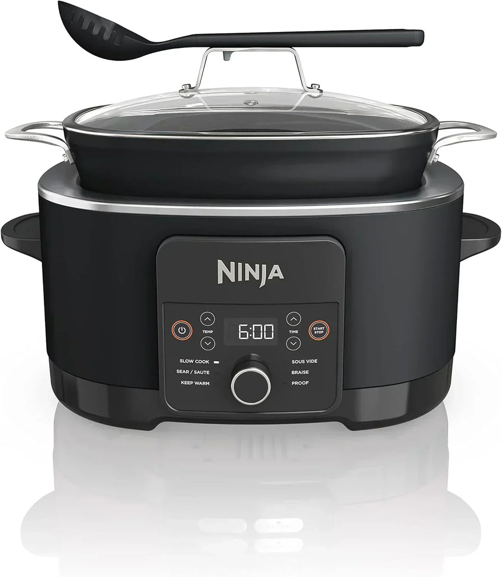 Ninja Slow Cooker 8.5 Quart Multi Cooker with Dutch oven steamer glass lid with integrated spoon wourant