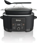 Ninja Slow Cooker 8.5 Quart Multi Cooker with Dutch oven steamer glass lid with integrated spoon wourant