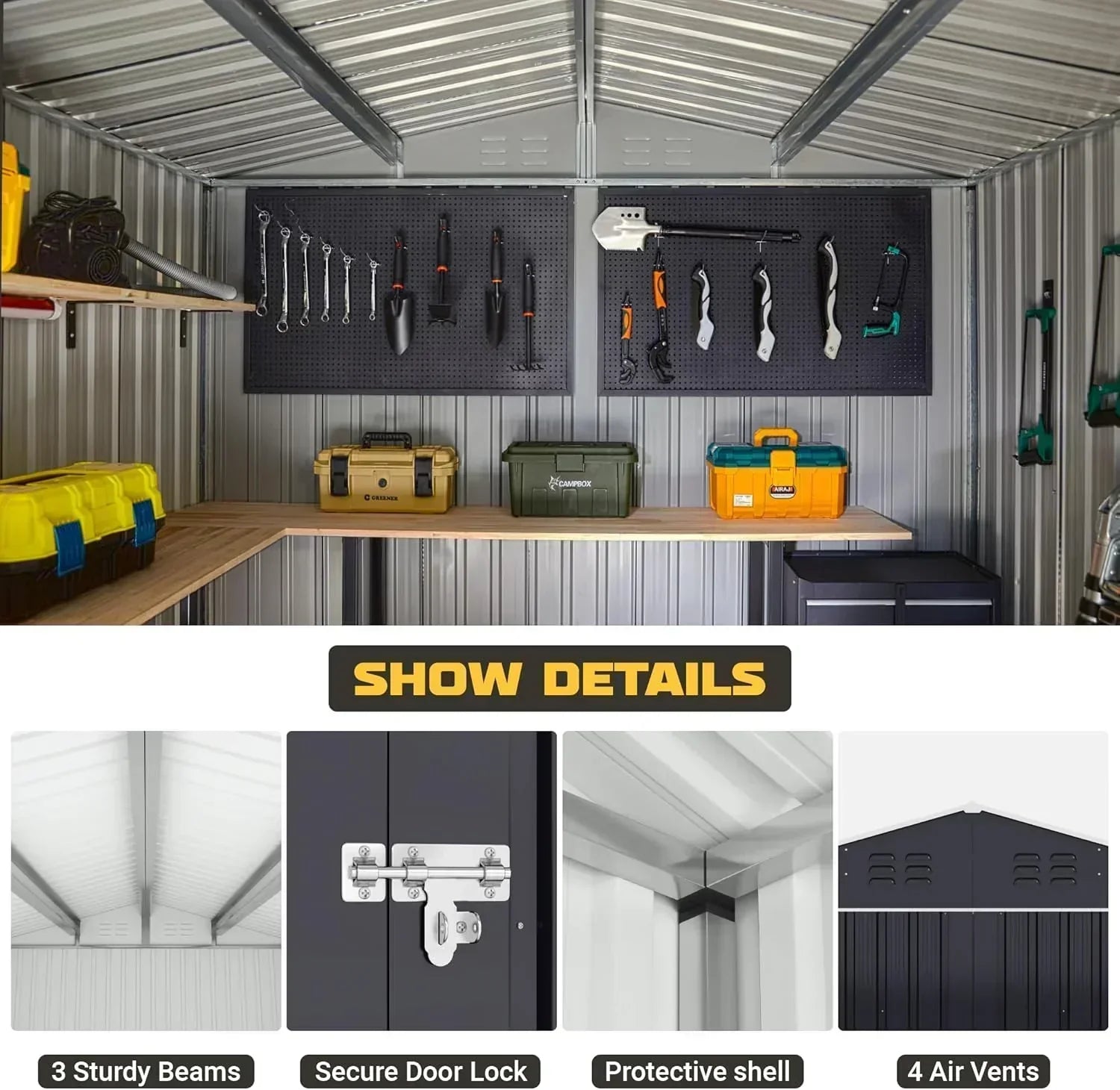 polar aurora 8x12 ft outdoor storage shed metal garden shed frame structure tool sheds wourant