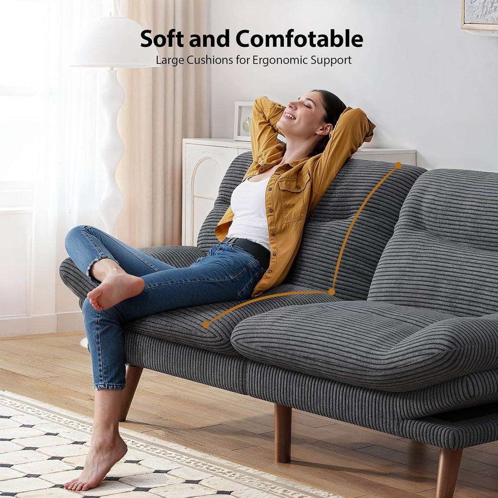 Convertible Futon Sofa Bed 66 Inch Corduroy Futon Sofa Recliner Sofa Bed for Small Spaces wourant