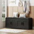 2-Tier Storage Bench Shoe Bench with Thickened Padded Seat Cushion Entryway Bench wourant